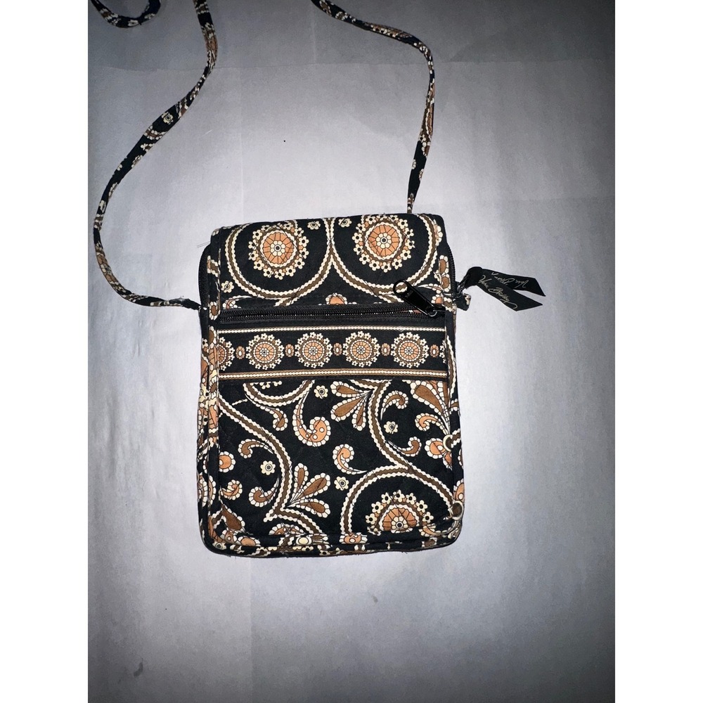 Vera Bradley Cafe Latte Crossbody Bag Paisley Quilted Cotton ID Case Wallet